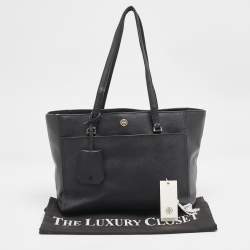Tory Burch Black Leather Small Robinson Tote