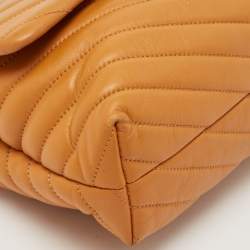 Pre Owned Tory Burch Brown Chevron Leather Kira Convertible Shoulder Bag