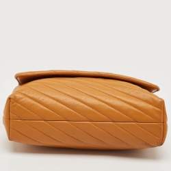Pre Owned Tory Burch Brown Chevron Leather Kira Convertible Shoulder Bag