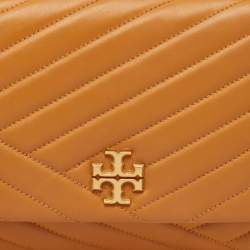 Pre Owned Tory Burch Brown Chevron Leather Kira Convertible Shoulder Bag