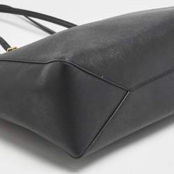 Pre Owned Tory Burch Black Leather Large Emerson Double Zip Tote