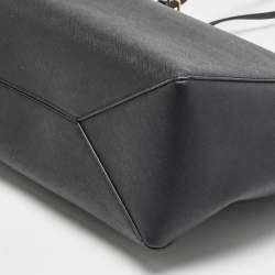 Pre Owned Tory Burch Black Leather Large Emerson Double Zip Tote