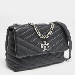 Pre Owned Tory Burch Black Leather Kira Flap Shoulder Bag