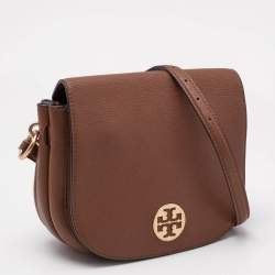 Pre Owned Tory Burch Brown Leather Everly Flap Crossbody Bag