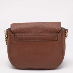 Pre Owned Tory Burch Brown Leather Everly Flap Crossbody Bag