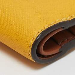 Tory Burch Yellow Leather Fleming Compact Wallet