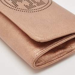 Tory Burch Bronze Leather T Perforated Logo Crossbody Bag