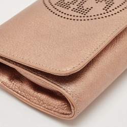 Tory Burch Bronze Leather T Perforated Logo Crossbody Bag