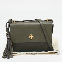 Tory Burch Olive Green Leather Brooke Top Handle Bag