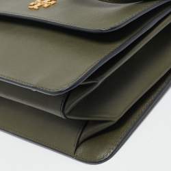 Tory Burch Olive Green Leather Brooke Top Handle Bag