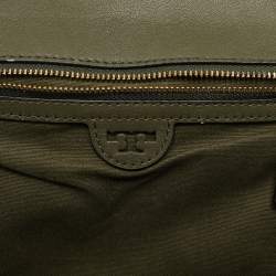 Tory Burch Olive Green Leather Brooke Top Handle Bag