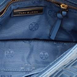 Tory Burch Blue Leather Small Fleming Shoulder Bag