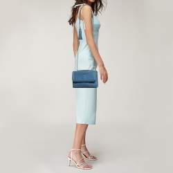 Tory Burch Blue Leather Small Fleming Shoulder Bag