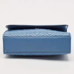 Tory Burch Blue Leather Small Fleming Shoulder Bag