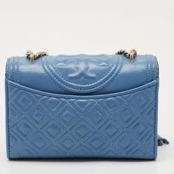 Tory Burch Blue Leather Small Fleming Shoulder Bag