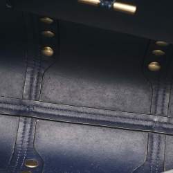 Tory Burch Navy Blue Leather Mini Block-T Stud Tote