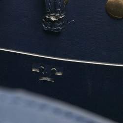 Tory Burch Navy Blue Leather Mini Block-T Stud Tote