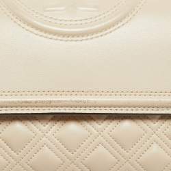Tory Burch Light Beige Leather Small Fleming Shoulder Bag