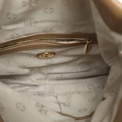 Tory Burch Beige Leather Kipp Foldover Shoulder Bag