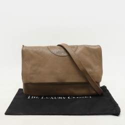 Tory Burch Beige Leather Kipp Foldover Shoulder Bag