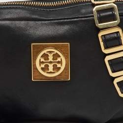 Tory Burch Black Leather Marion Saddle Shoulder Bag