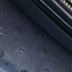 Pre Owned Tory Burch Navy Blue Laser Cut Leather Robinson Shoulder Bag