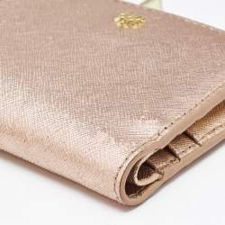 Tory Burch Rose Gold Leather Robinson Bifold Wallet