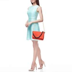 Pre Owned Tory Burch Orange Leather Kira Shoulder Bag