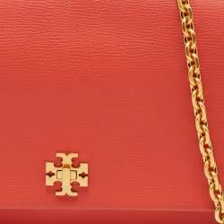 Pre Owned Tory Burch Orange Leather Kira Shoulder Bag
