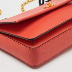 Pre Owned Tory Burch Orange Leather Kira Shoulder Bag