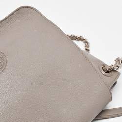Pre Owned Tory Burch Beige Leather Marion Flap Shoulder Bag