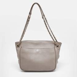 Pre Owned Tory Burch Beige Leather Marion Flap Shoulder Bag