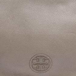 Pre Owned Tory Burch Beige Leather Marion Flap Shoulder Bag