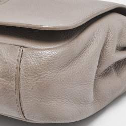 Pre Owned Tory Burch Beige Leather Marion Flap Shoulder Bag