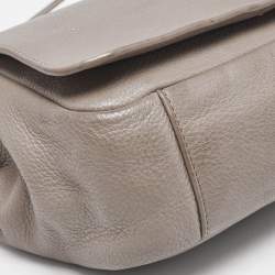 Pre Owned Tory Burch Beige Leather Marion Flap Shoulder Bag