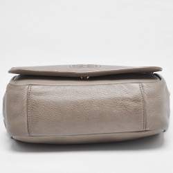 Pre Owned Tory Burch Beige Leather Marion Flap Shoulder Bag