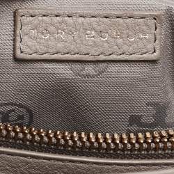 Pre Owned Tory Burch Beige Leather Marion Flap Shoulder Bag