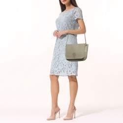 Pre Owned Tory Burch Beige Leather Marion Flap Shoulder Bag