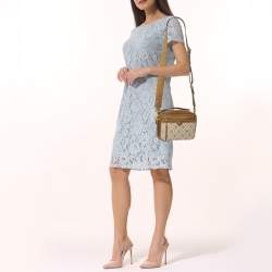 Tory Burch Brown/Beige T Monogram Jacquard and Leather Crossbody Bag