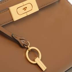 Pre Owned Tory Burch Brown Leather Petite Lee Radziwill Crossbody Bag
