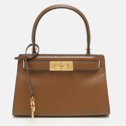 Pre Owned Tory Burch Brown Leather Petite Lee Radziwill Crossbody Bag
