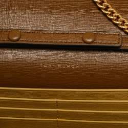 Tory Burch Olive Green Leather Robinson Wallet On Chain