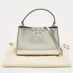 Tory Burch Silver Leather Mini Eleanor Top Handle Bag