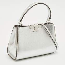 Tory Burch Silver Leather Mini Eleanor Top Handle Bag