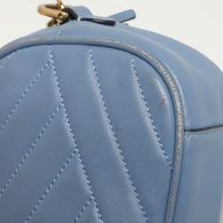 Tory Burch Blue Chevron Leather Small Kira Camera Bag