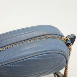 Tory Burch Blue Chevron Leather Small Kira Camera Bag