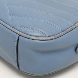 Tory Burch Blue Chevron Leather Small Kira Camera Bag