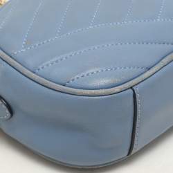 Tory Burch Blue Chevron Leather Small Kira Camera Bag