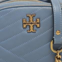 Tory Burch Blue Chevron Leather Small Kira Camera Bag