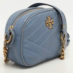 Tory Burch Blue Chevron Leather Small Kira Camera Bag